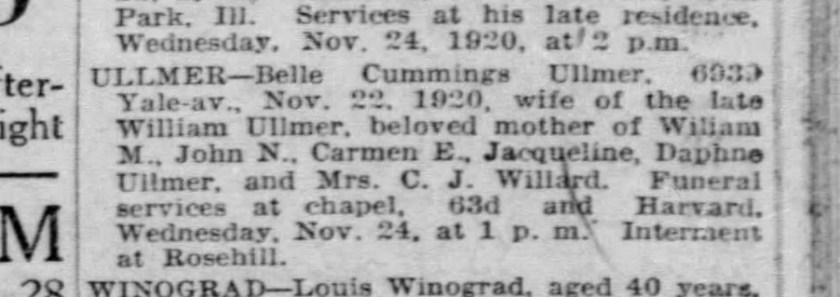 Obituary for Belle Ullmer