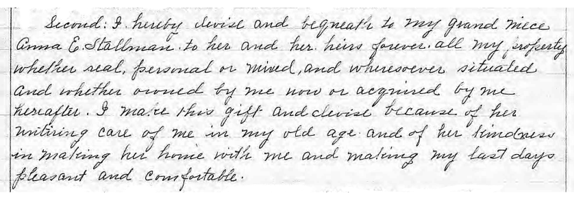 Passage from Lane Bogart's will