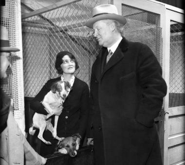 Judge Justin H. McCarthy inspects the shelter.