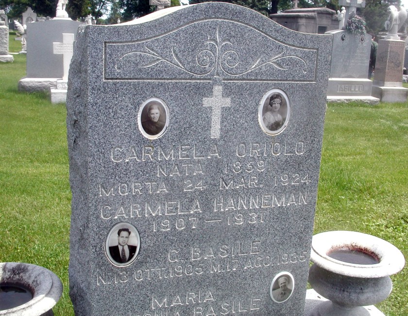 Basile Family Headstone; Mt. Carmel Cemetery. HIllside, IL.