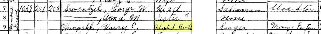 1930 US Census, showing Harry as an adopted brother of George and Anna Swentzell.