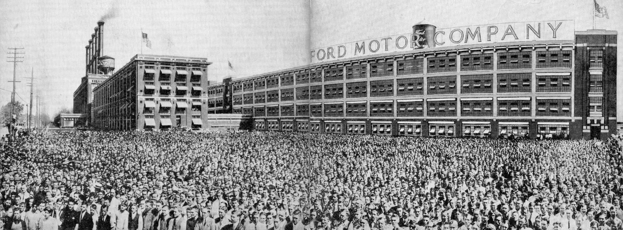 Group photo showing Ford plant employees.